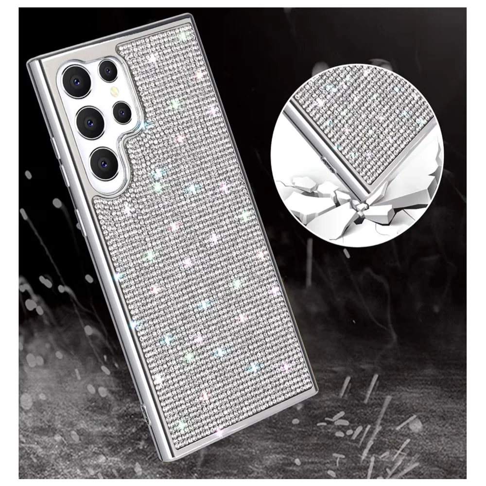 Silver Rhinestone Protective Case For Samsung Galaxy S23Ultra